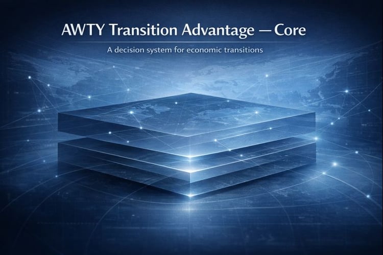AWTY Transition Advantage Core – decision-grade framework for economic transitions.