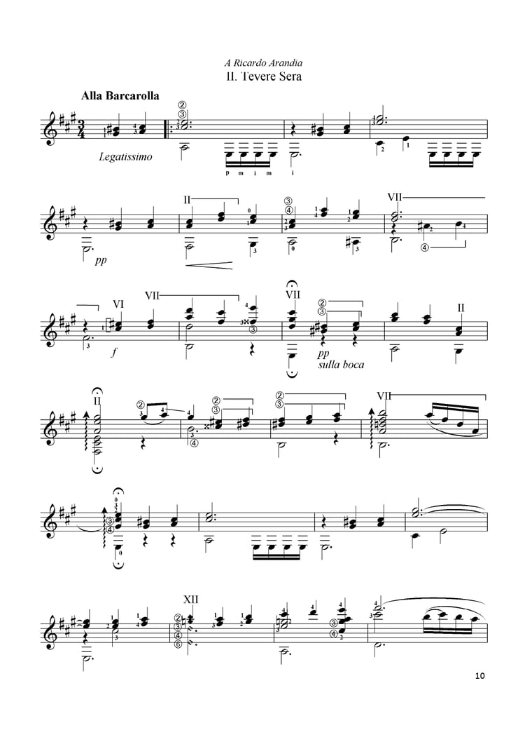 Tevere Sera, Barcarolle, Barcarola, Rome, Tiber River, Santa Cecilia Conservatory, Adiós 1900, Italian Inspiration, Efraín Silva, Impressionist Guitar.