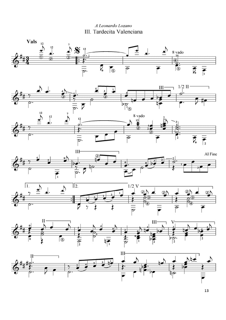 Tardecita Valenciana, Vals Venezolano, Venezuelan Waltz, Leonardo Lozano, Adiós 1900, Valencia Venezuela, Efraín Silva, Latin American Guitar, Folklore, Sheet Music.