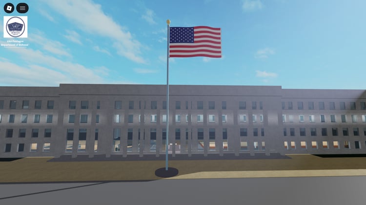 Wide interior view of Pentagon-inspired map Roblox