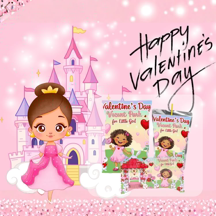 Princess with a castle and images of treats on the front of a little girl