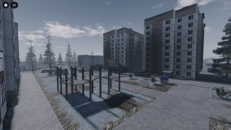 Large Ukraine-inspired map with city, villages, and airstrip