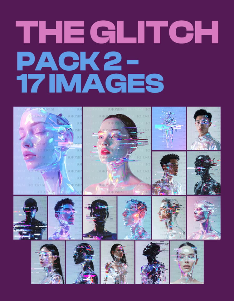 The Glitch Pack 2 – 17 Cyberpunk Glitch Art Portraits Collection - Download the Bundle