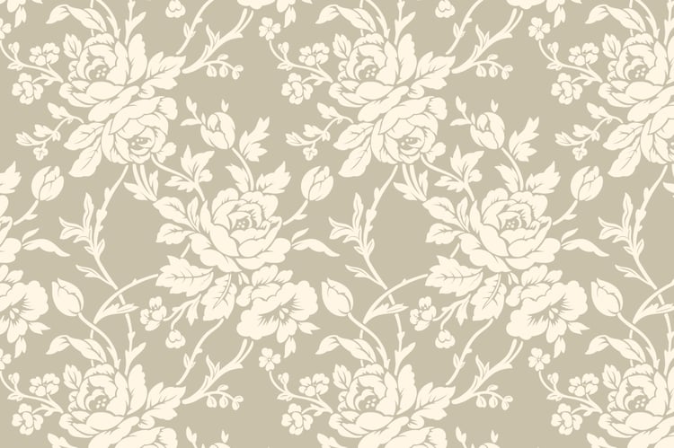 illustrated vintage rose fabric and wallpaper design in cream and beige