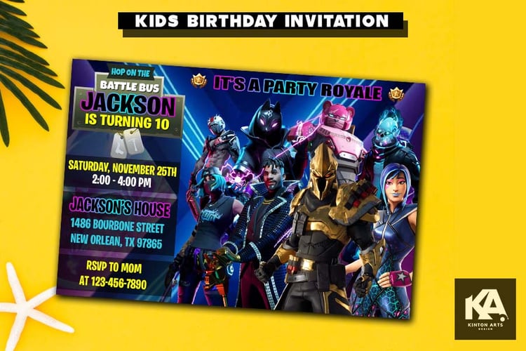 Fortnite Birthday Invitation