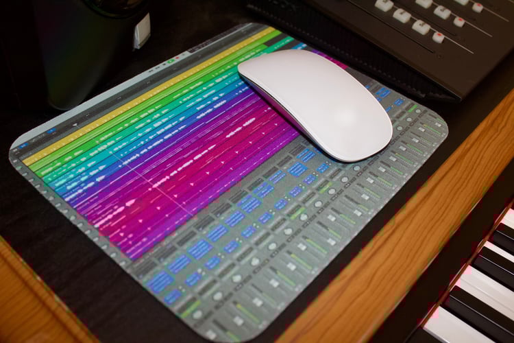 A DAW-themed mousepad designed for producers and creators who value precision and simplicity. A subtle desk upgrade that supports focus and creative flow.