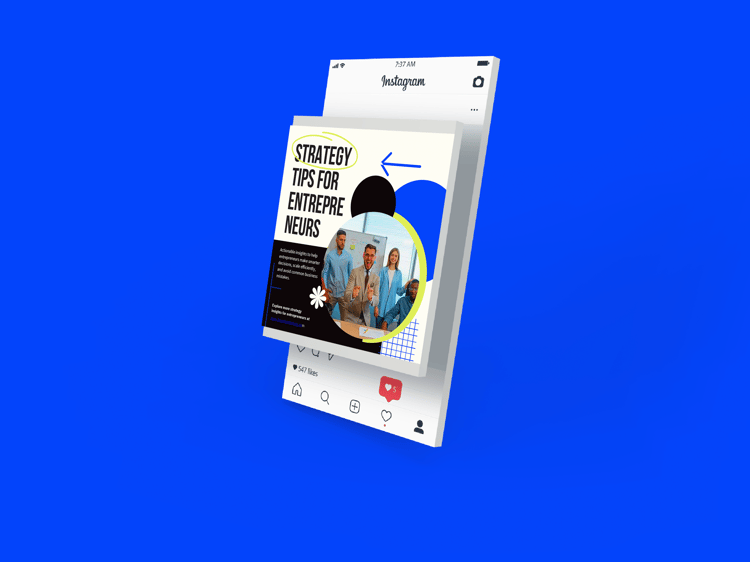 Editable Instagram post template for entrepreneurs with strategy tips, PPTX and Canva-ready design.