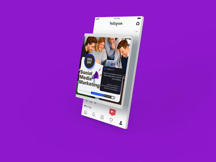 Social media marketing Instagram post template for agency promotion, editable PPTX and Canva-ready.