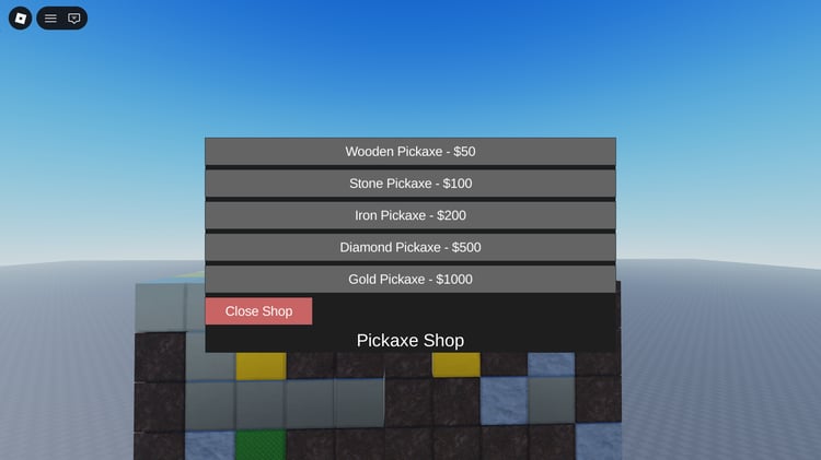 Roblox players mining large cube for money rewards