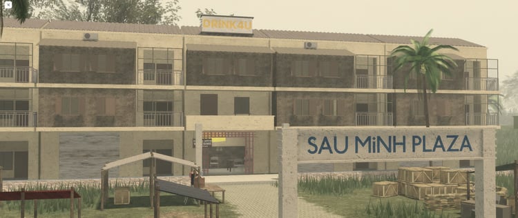 Tropical milsim environment with dense foliage in Roblox