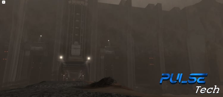 Cyberpunk Border Roblox map exterior with desert terrain