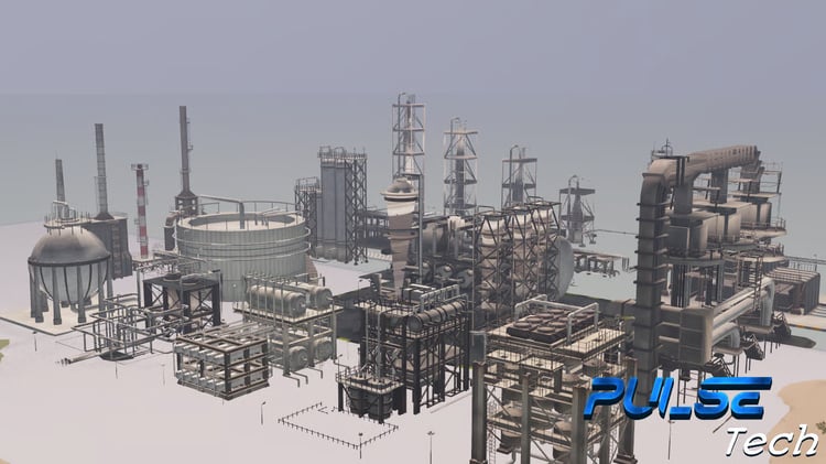 High-detail PBR oil refinery mesh in Roblox
