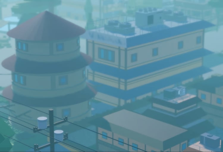 Whispering Leaf Village Roblox streets with layered architecture