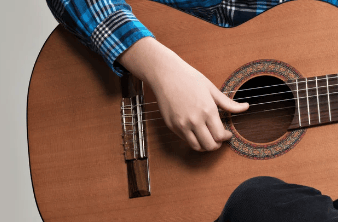 Fingerpicking an acoustic guitar