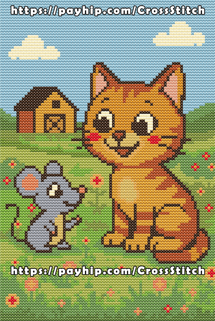 Cat And Mouse - Cross-stitch Pattern
