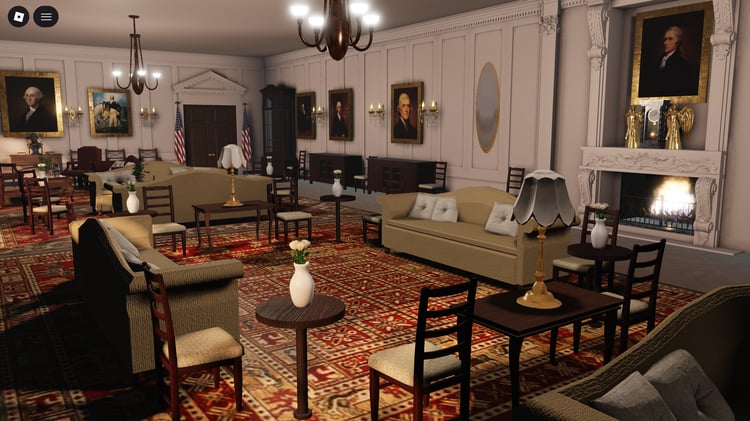 Fireplace asset for formal government interiors