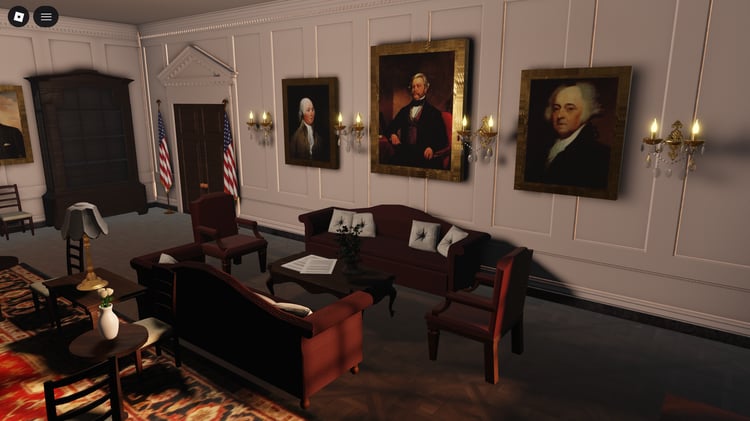 White House style interior décor assets in Roblox