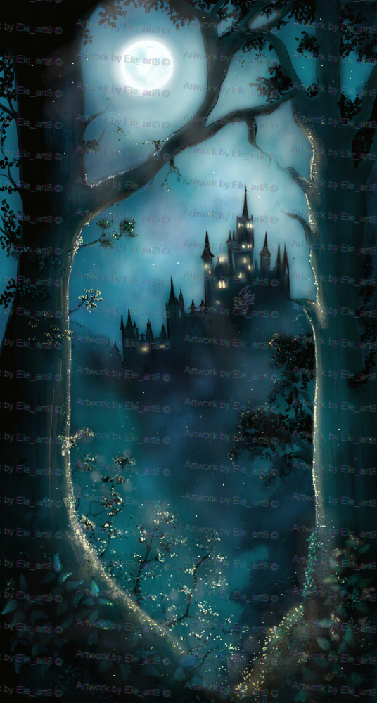 "Notturno” digital illustration, night landscape artwork, atmospheric digital art
