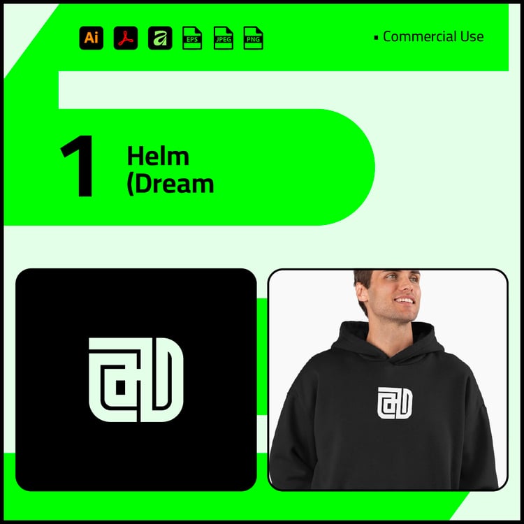 Rounded Kufi Arabic typography "Helm" (Dream) for modern minimalist apparel branding.