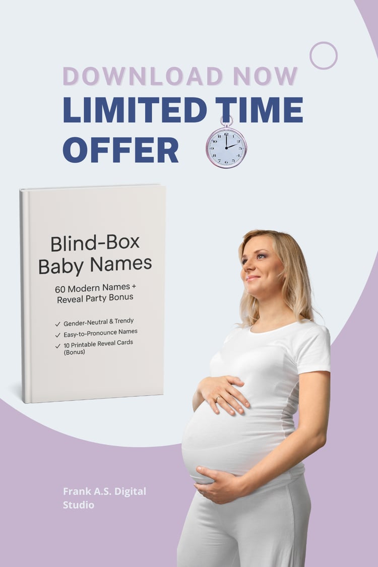 Blind-box baby names PDF cover with modern minimalist design