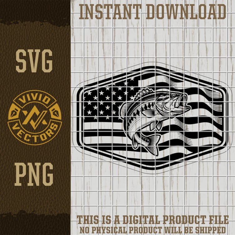 patriotic usa flag largemouth bass fishing svg png
