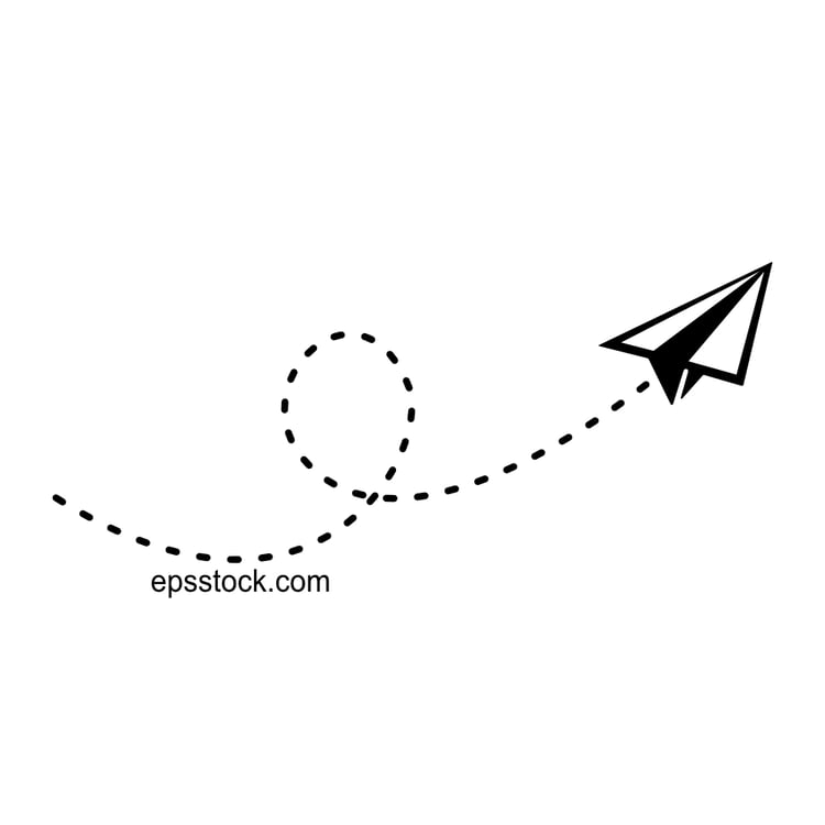 Paper plane with dotted line vect