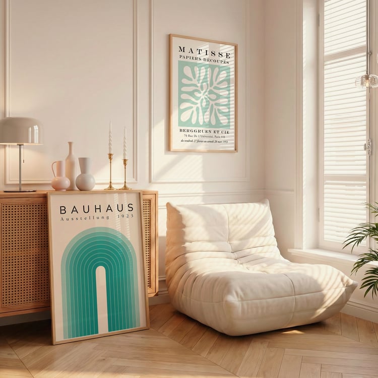 Bauhaus Matisse Kusama Inspired Set of 3 Prints | Green Abstract Wall Art | Modern Geometric Gallery Wall | Bauhaus Download