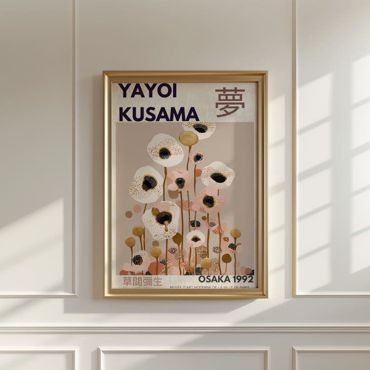 yayoi kusama, bright abstract art, circles wall art, exhibition poster, exhibition print, japanese painting, japanese wall art, abstract art poster, contemporary art, japanese art, japanese decor, japanese gift, modern abstract art colorful