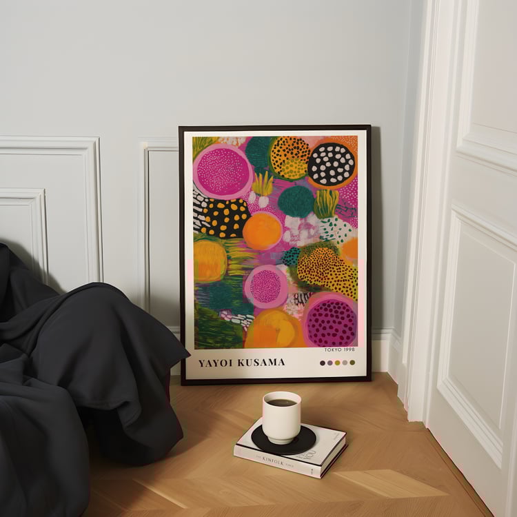japanese art, japanese decor, japanese gift, modern abstract art colorful gallerywall, yayoi kusama druck, gallerie wandkunst, poster wanddeko, kusama poster, yayoi kusama print, kusama dots, eclectic print set, yayoi kusama poster, yayoi kusuma art, kusa