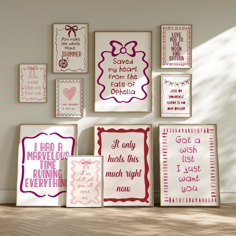 colorful gallerywall, taylore swifte, taylor swift inspire, life lessons taylor, framed lyric prints, ttpd print, champagne problems, reputation print, eclectic print set, music poster set, taylor inspired art, girly art print, to live for the hope also