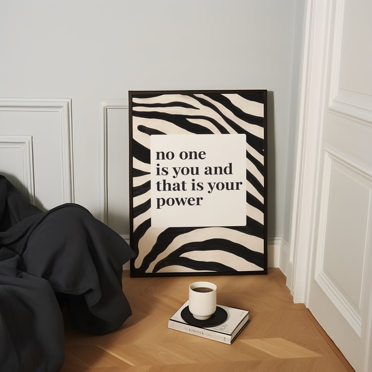 no one is you wall art, zebra print wall art, motivational quote poster, fashion wall decor, typography wall art, black and white wall art, inspirational quote print, digital download wall art, printable modern wall art, 24x36 wall a