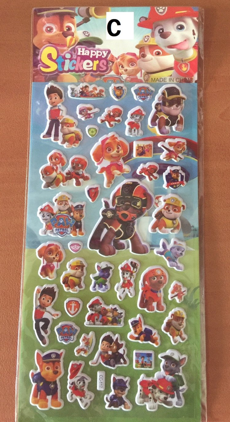 Rescue team–inspired puffy stickers for kids made from waterproof PVC, Design C, model PRE2019123.