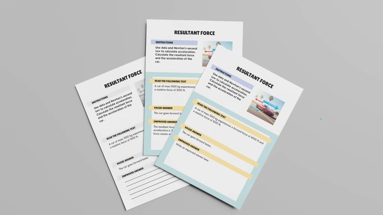 15-page physics intervention pack with forces and energy worksheets visible