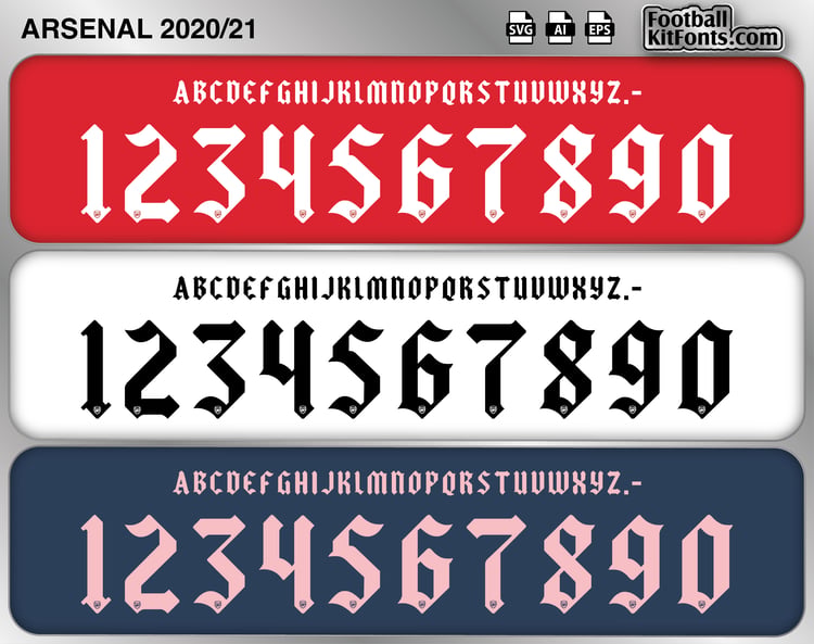 Football Kit Fonts - Arsenal