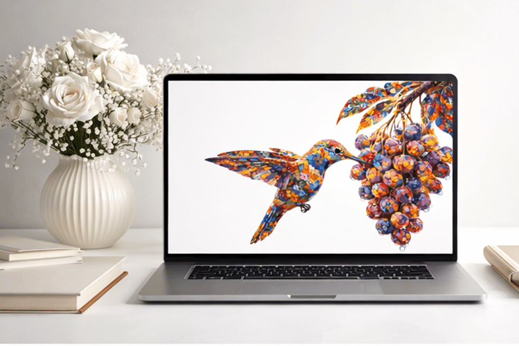 hummingbird art, abstract bird art, colorful bird illustration, modern botanical art, vibrant wall art, digital wall art, nature inspired art, luxury home decor art, abstract nature print, mosaic art style, contemporary illustration, bird lover art, print