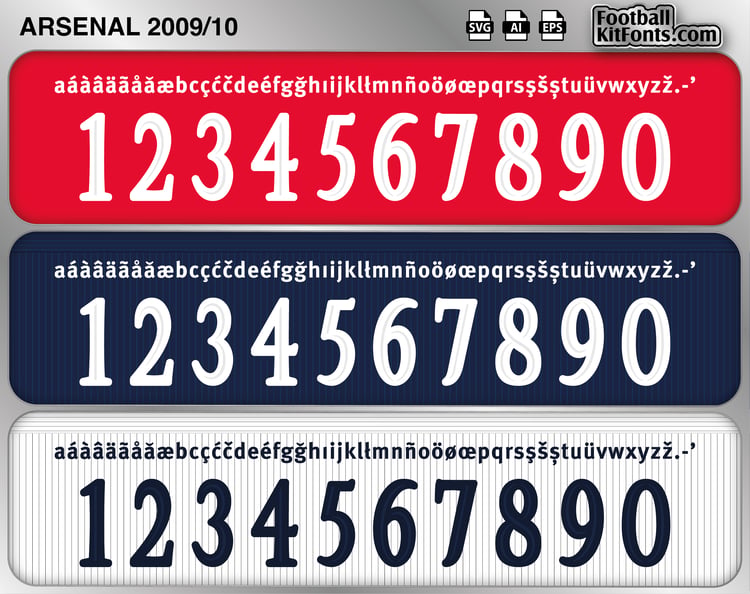 O2 Arsenal Font Football Kit Fonts - Arsenal