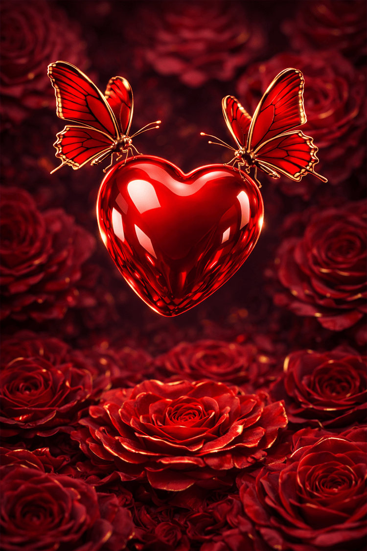 sacred commitment symbolic love art luxury romantic art devotion artwork red heart symbolism butterfly symbolism divine love aesthetic romantic wall art valentine luxury art sacred union symbolism emotional art print feminine divine art spiritual romance 