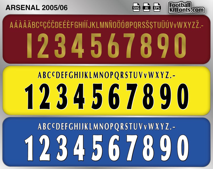 Football Kit Fonts - Arsenal