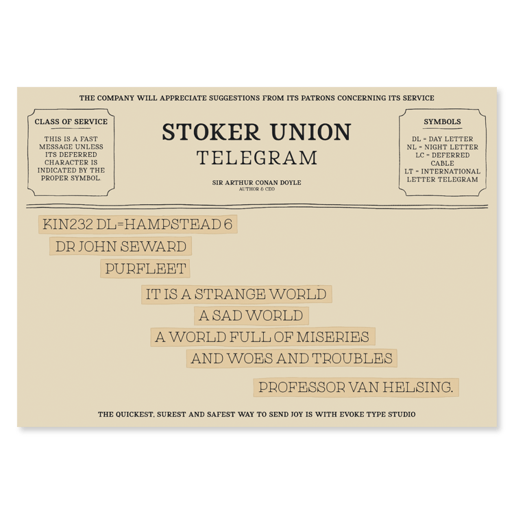 Van Helsing quote telegram notecard inspired by Dracula by Bram Stoker