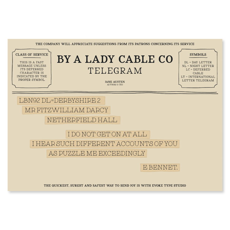 Classic literature notecard featuring Elizabeth Bennet quote by Jane Austen