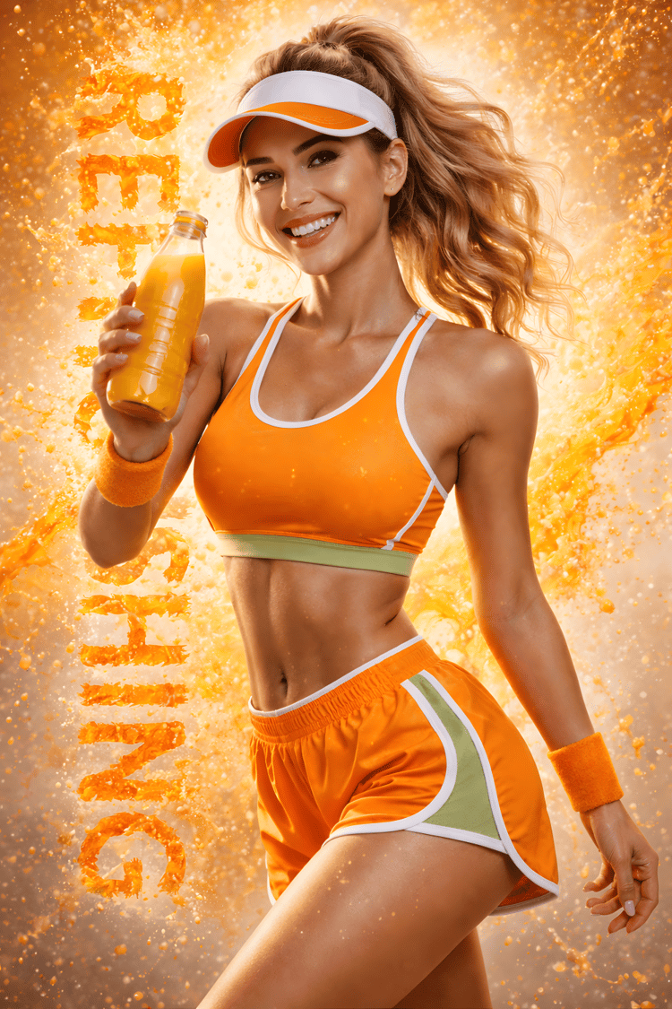 fitness image, wellness branding, lifestyle photography, sports drink image, juice branding, athletic woman, orange aesthetic, healthy lifestyle, fitness marketing, summer branding, digital product image, Pinterest visuals, stock lifestyle photo