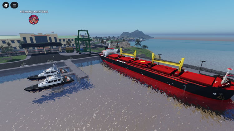 Scripted marine base map in Roblox with working boats