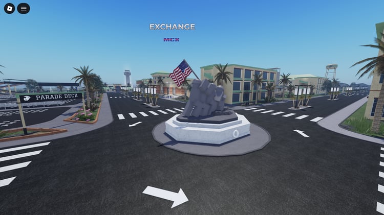 Roblox marine installation with boats and dock areas