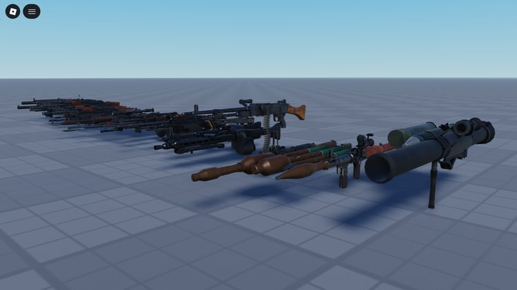 Combat game weapon assets in Roblox