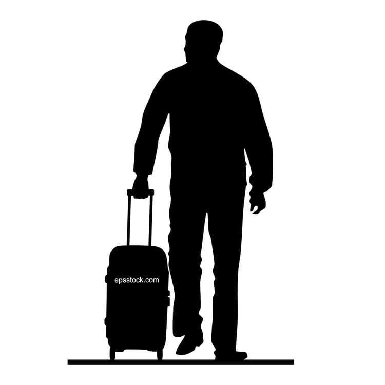 man with luggage back view