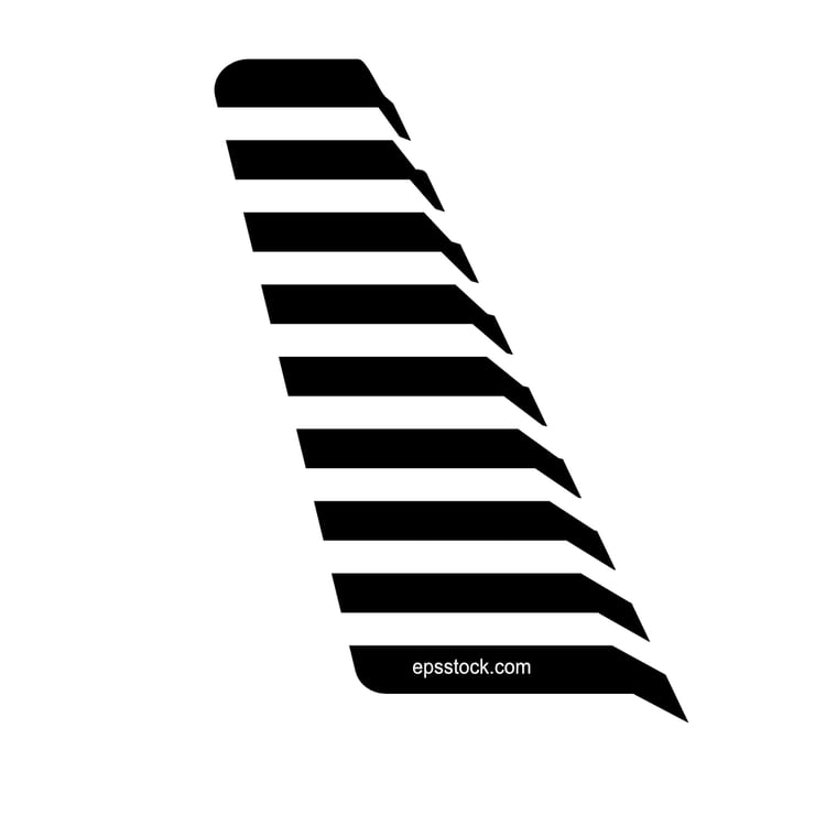 airplane wing symbol, black isolated silhouette