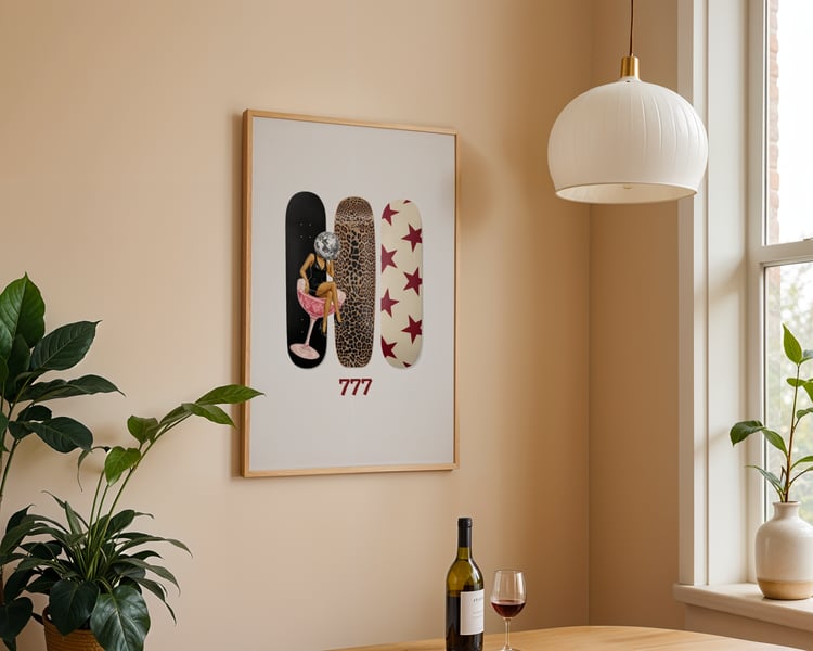 skateboard wall art, 777 wall art, statement wall art, modern printable art, digital wall art, 24x36 wall art, gallery wall poster, contemporary wall decor, skateboard poster, skate deck wall art, skate art print, street style wall art, urban wall decor, 