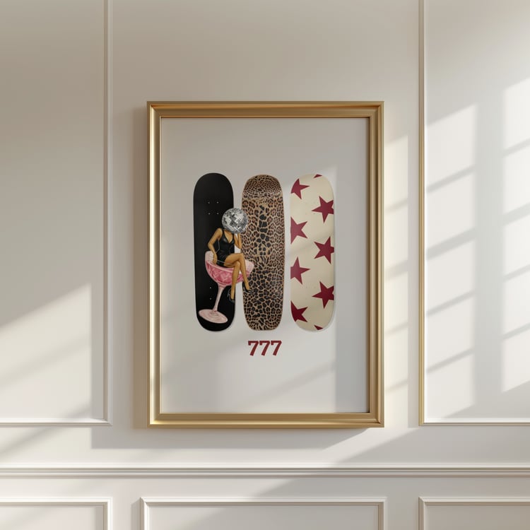 skateboard wall art, 777 wall art, statement wall art, modern printable art, digital wall art, 24x36 wall art, gallery wall poster, contemporary wall decor, skateboard poster, skate deck wall art, skate art print, street style wall art, urban wall decor, 