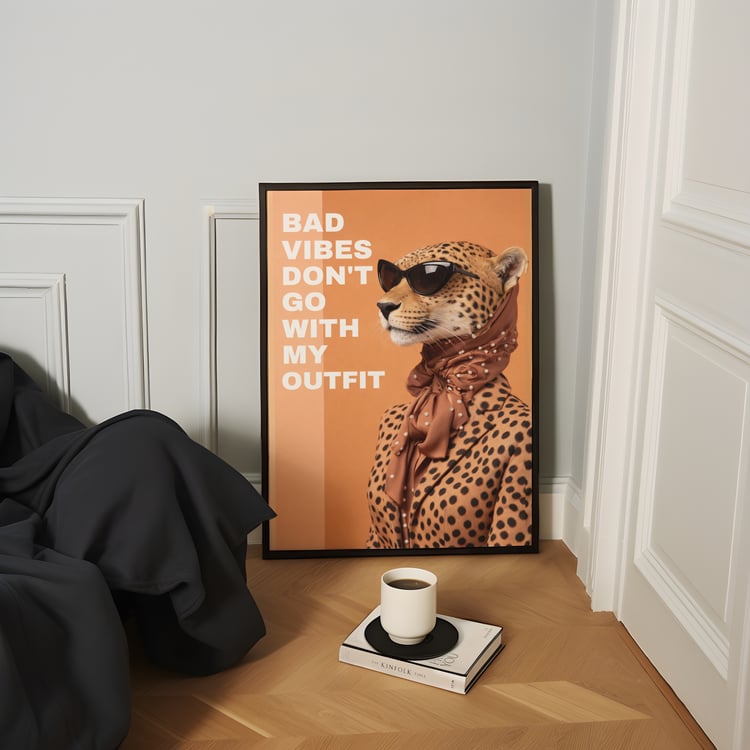 fashion wall art, leopard wall art, cat eye sunglasses art, sassy quote wall art, statement poster, trendy wall decor, modern printable art, digital download wall art, 24x36 wall art, animal fashion poster, chic wall art, bold typography poster, fashion q