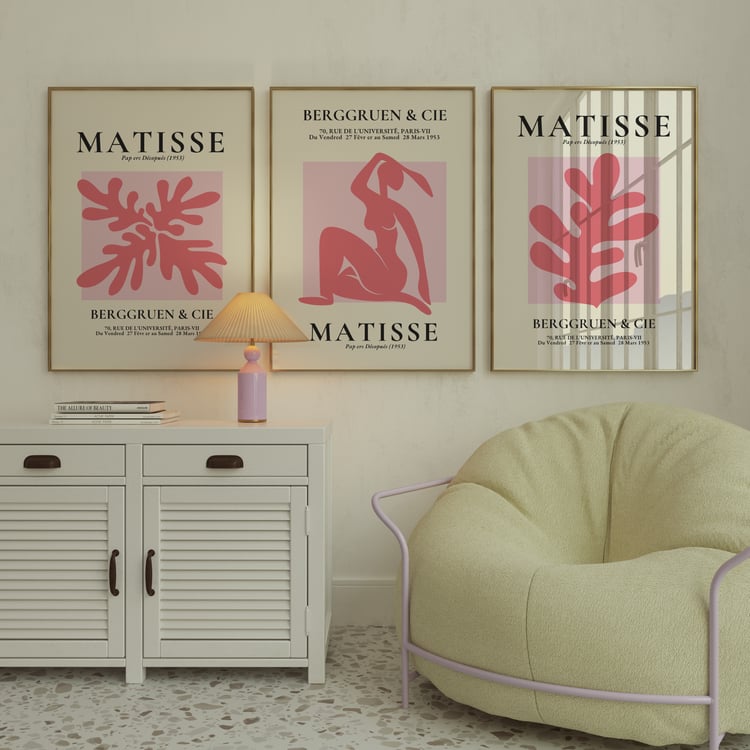 matisse inspired wall art, abstract pink wall art, set of 3 art prints, modern gallery wall art, minimalist wall decor, blush pink wall art, abstract line art poster, printable wall art bundle, digital download wall art, 24x36 wall art, bedroom wall decor